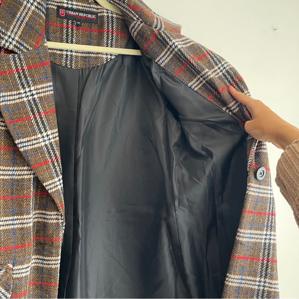 Urban Republic plaid long coat jacket shacket blazer preppy academia holiday M - Picture 11 of 14